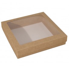 Sober eske med lokk vindu 160x160x32 mm naturlig brun (100-pakke)