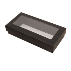 Sober eske med lokk vindu 159x78x25 mm svart (100-pakke)