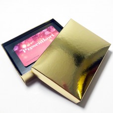 Kasse til gavekort 112x82x25 mm  blank guld inkl holder (100-pak)