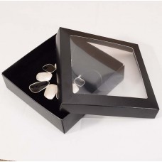 Smykkeeske Sober med vindu 125x125x32 mm svart (100-pakke)