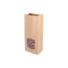 Brun bakepose med PE-barriere og vindu 80x50x190 mm, 50-pakke