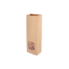 Brun bakepose med PE-barriere og vindu 80x50x240 mm, 50-pakke