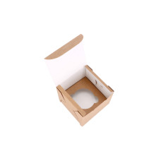 Cupcake-eske for 1 cupcakes med spesiallaget innlegg 100x100x90 mm Brun (10-pakning)