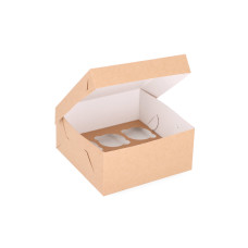 Cupcake-eske for 6 cupcakes med spesiallaget innlegg 210x210x100 mm Brun (10-pakning)