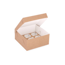 Cupcake-eske for 9 cupcakes med spesiallaget innlegg 210x210x100 mm Brun (10-pakning)