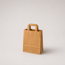 Papirpose med flate håndtak i kraftpapir 180x80x220 mm brun (500-pakning)