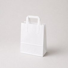 Papirpose med flate håndtak i kraftpapir 220x100x180 mm hvit (250-pakning)