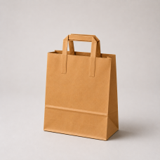 Papirpose med flate håndtak i kraftpapir 260x120x350 mm brun (250-pakning) Papirpose med flate håndtak i kraftpapir 260x120x350 mm brun (250-pakning)