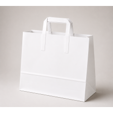 Papirpose med flate håndtak i kraftpapir 450x170x480 mm hvit (150-pakning) Papirpose med flate håndtak i kraftpapir 450x170x480 mm hvit (150-pakning)