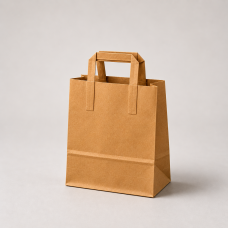 Papirpose med flate håndtak i kraftpapir 220x100x280 mm brun (250-pakning) Papirpose med flate håndtak i kraftpapir 220x100x280 mm brun (250-pakning)