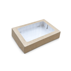 Quick Cake Box 260x190x60 mm vindu naturlig brun (15-pakning)