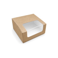 Quick Cake Box 132x132x66 mm vindu naturlig brun (25-pakning)
