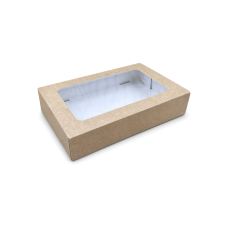 Quick Cake Box 190x130x50 mm vindu naturlig brun (15-pakning)
