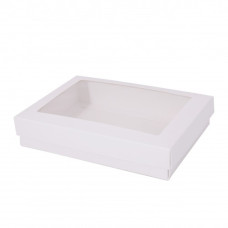 Sober eske med lokk vindu 159x112x32 mm hvit (100-pakke)