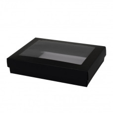 Sober eske med lokk vindu 220x160x32 mm svart (100-pakke)