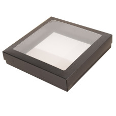 Sober eske med lokk vindu 125x125x25 mm svart (100-pakke)