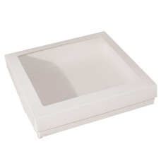 Sober eske med lokk vindu 125x125x32 mm hvit (100-pakke)