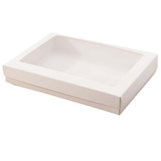 Sober eske med lokk vindu 220x160x32 mm hvit (100-pakke)