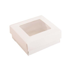 Sober eske med lokk vindu 78x82x32 mm hvit (100-pakke)