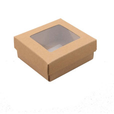 Sober eske med lokk vindu 78x82x32 mm naturlig brun (100-pakke)