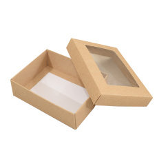 Sober eske med lokk vindu 112x82x32 mm naturlig brun (100-pakke)