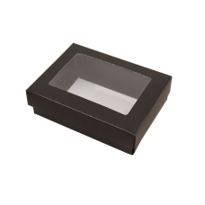 Sober eske med lokk vindu 112x82x32 mm svart (100-pakke)