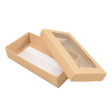 Sober eske med lokk vindu 159x78x32 mm naturlig brun (100-pakke)