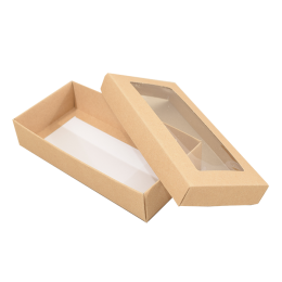 Sober eske med lokk vindu 159x78x32 mm naturlig brun (100-pakke)