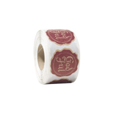 Etikett God jul naturlig  brun/ rød 48 mm (500-pakke)