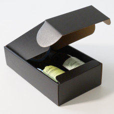 Gift box Lin preget 340x180x90mm svart 2 flasker (30-pakke)