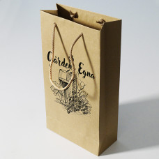 Luksuriøs flaskepose med eget trykk 200x90x380mm naturbrun (100-pakning)