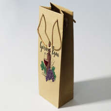 Luksus flaskepose med eget trykk 120x90x400mm naturbrun (100-pakning)
